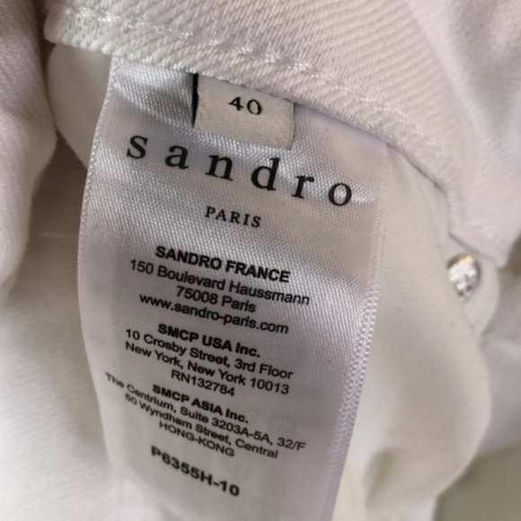 Sandro White Theater Frayed high-rise Step-hem Jeans bnwot - Picture 8 of 10